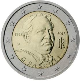 意大利2012年2欧元乔瓦尼帕斯克里100周年纪念币 外国钱币硬币UNC