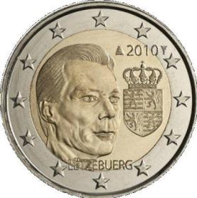 稀少 卢森堡2010年亨利大公徽章2欧元纪念币 外国硬币 全新UNC