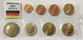 稀少首发版全F厂 德国2002年清年份硬币8枚一套大全套1欧分-2欧元