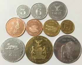 比夫拉共和国2017年清年份银行50周年纪念币10枚一套硬币大全套