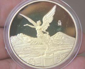 纪念章镀金墨西哥自由女神美洲硬币直径约40mm外国