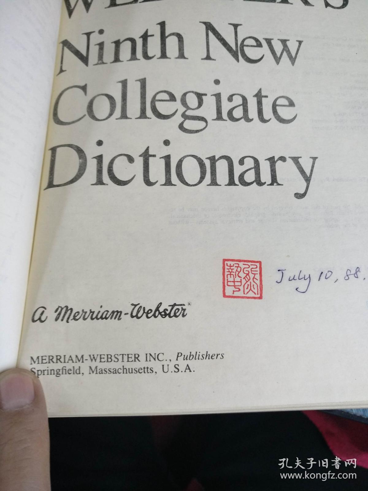 WEBSTER'S Ninth New Collegipte Dictionary