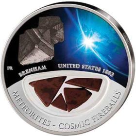 2012年斐济发行美国布伦纳姆陨石彩色精制纪念银币