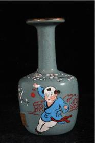 清凉寺款彩绘瓶  21.2x12cm