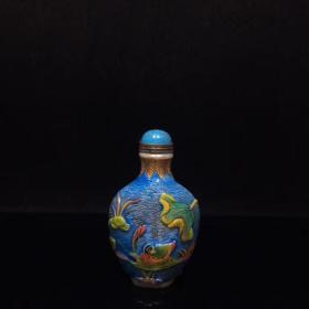 古法琉璃鼻烟壶宝贝尺寸：长宽高：49/30/82mm
宝贝重量：106.2g