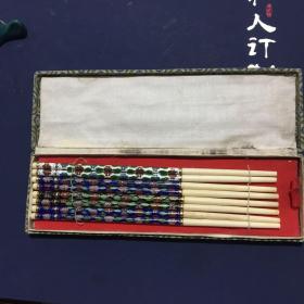 景泰蓝筷子骨制四双
