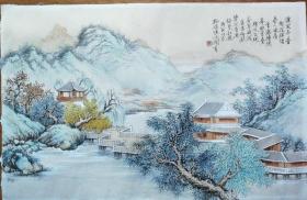 鄞县陈安澜丙寅山水界画小品“近水楼台