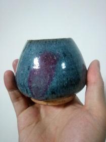 元钧窑玫瑰紫鸡心罐（品相釉水少见）