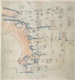 古地图1730清雍正8年后 昌石水师营内外洋舆图。彩绘。军事交通图。纸本大小54.82*58.17厘米。宣纸原色微喷印制