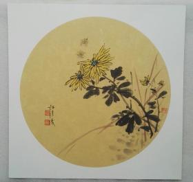 菊花写意小品卡纸镜心1