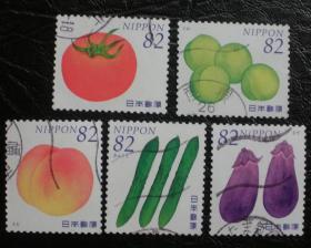 日本信销邮票-C2176 2014年 野生的水果 第2集 5全 不干胶