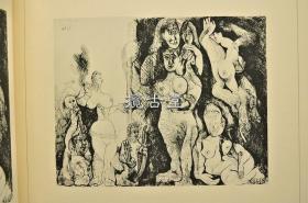 毕加索  Picasso 156连作版画集  时事通讯社  昭和52年 1977年 皮面精装 限定1200部  31x31cm