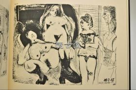 毕加索  Picasso 156连作版画集  时事通讯社  昭和52年 1977年 皮面精装 限定1200部  31x31cm