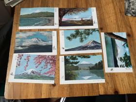 3948：富士山 《富士大观 》 早期日本彩色明信片各种角度拍摄的富士山风景非常漂亮7张