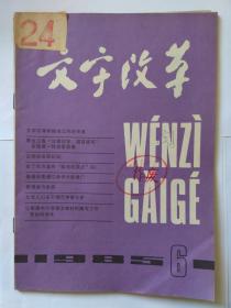 文字改革1985年第6期。封二:我为什么赞成文字改革，季羡林。文字改革和地名工作的关系，曾世英。北京人口头不规范字音分析，陈刚。正词法在现阶段，史有为。汉语拼音的阅读心理。两类专用字的同音代替问题。大写字母的用法。普通话与电脑。语法规范化的问题。普通话语音史话(三):《中原音韵》是普通话语音系统的历史源头(下)，唐作藩。汉语拼音的声调教学。坚持“不标变调”的原则。日本制订的汉字表。学好普通话讲座4