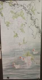 一副没有署名鹅图（画片）尺寸137公分×68公分