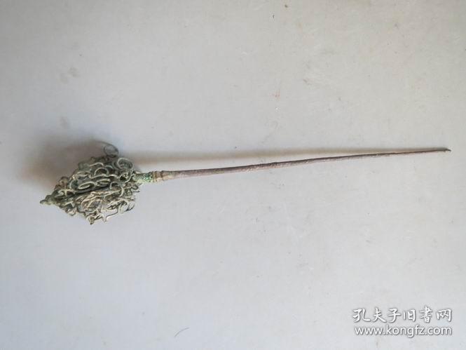 少见权杖造型老银簪子