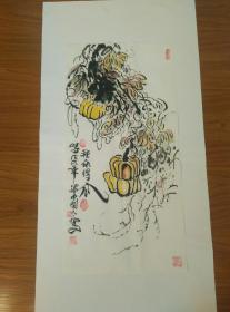 甘凤豪国画作品。种瓜得。瓜