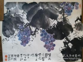 人民画报社总编室主任，著名书画家黄钟骏“葡萄”水墨画