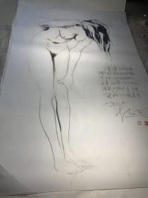 广美教授李正天《素描人体共八张》【保真】