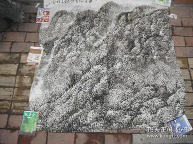 安徽现代派画家【左年传】大幅国画山水 软片  有小残缺  参展作品