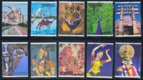 日本信销邮票 C2018 2007 日本印度交流年 10全
