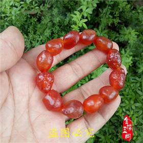 珠宝阿拉善戈壁料筋脉石手串 红糖心玛瑙葡萄干玛瑙手串