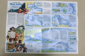 现货特价 national geographic 美国国家地理地图 1987年11月 West Indies 西印度群岛 C
