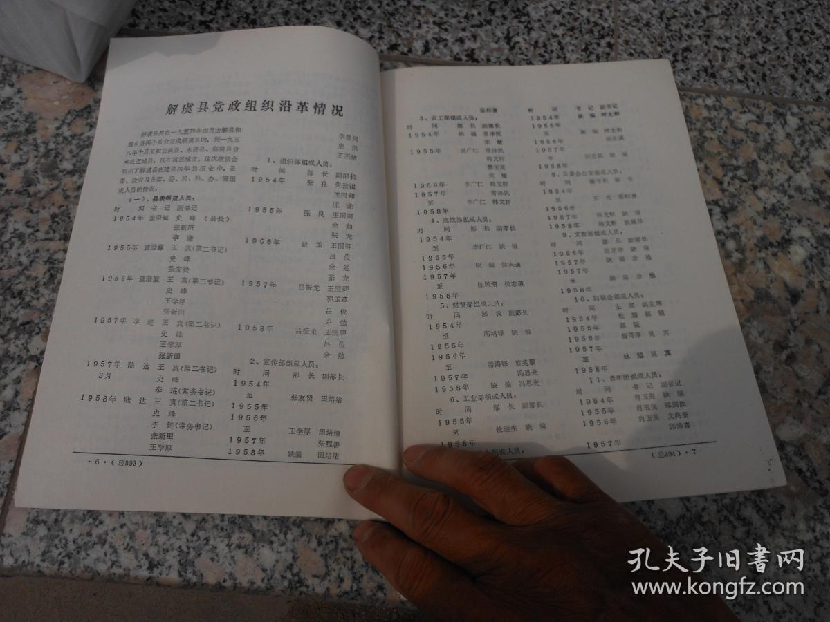 运城党史通讯1985年第6期总第38期；毛主席对解虞县的两个批示