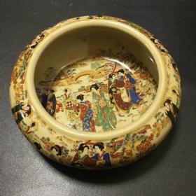 仿古瓷器笔洗 仕女图 珐琅彩 瓷笔洗 烟灰缸 茶洗 釉上彩 大号