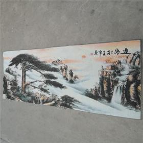 古玩字画收藏唐卡刺绣画 织锦画客厅装饰画挂画 迎客松图祝寿礼品