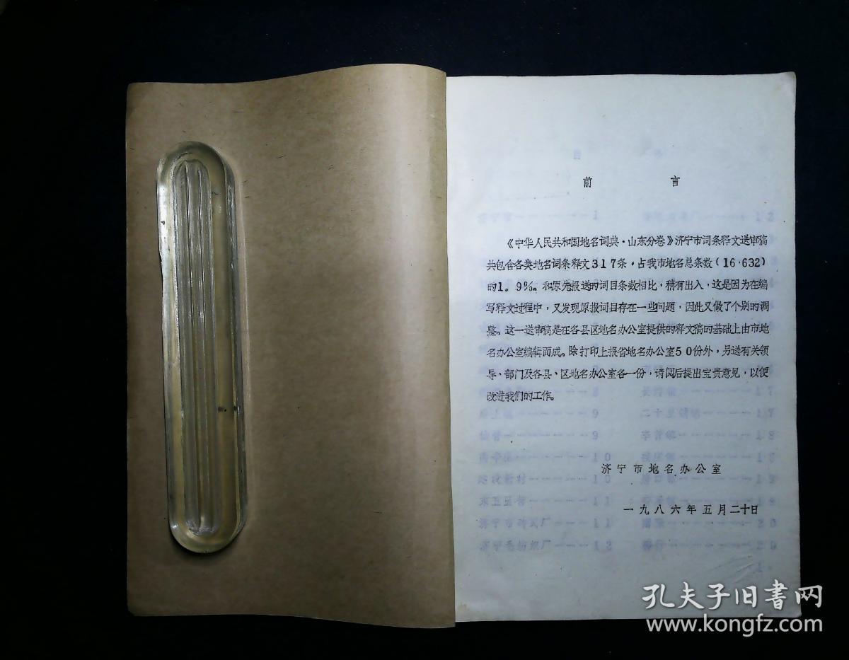 《中华人民共和国地名词典》山东分卷·济宁市词条释文（送审稿）