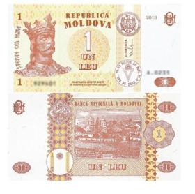 外国钱币收藏 全新 欧洲 摩尔多瓦纸币 1列伊 单张
