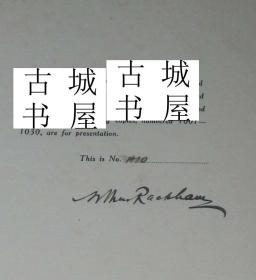稀缺，限量签名版《亚瑟.拉克姆绘本 》 44幅镂空彩色印版，1913年出版，精装