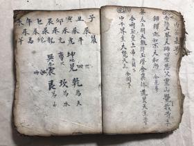 清代宗教符咒手抄本:阴阳总论、佛门道门密旨(送瘟疫时灾吉凶、起迴煞服法、勅符一宗、百忌日口诀、杨救贫推五马断总诀山句、计丧一宗佛法、安盘一宗、下针持针一宗、吹翳子法、论十二命犯方法、问病吉凶、论十二时病吉凶、张天师论八卦看病法、论四季得病总断、孟仲季三合辰断法、六壬时断法、论十二地支百怪吉凶、安胎神咒催生咒服法、寄丧一宗法、阴阳历法捷径、九星克应例、七星图法诀、起火星掌诀等。内带很多符咒图。