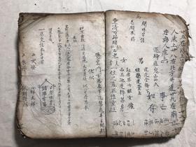 清代宗教符咒手抄本:阴阳总论、佛门道门密旨(送瘟疫时灾吉凶、起迴煞服法、勅符一宗、百忌日口诀、杨救贫推五马断总诀山句、计丧一宗佛法、安盘一宗、下针持针一宗、吹翳子法、论十二命犯方法、问病吉凶、论十二时病吉凶、张天师论八卦看病法、论四季得病总断、孟仲季三合辰断法、六壬时断法、论十二地支百怪吉凶、安胎神咒催生咒服法、寄丧一宗法、阴阳历法捷径、九星克应例、七星图法诀、起火星掌诀等。内带很多符咒图。