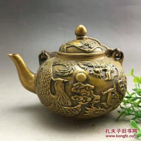 纯铜酒壶 龙凤呈祥铜壶茶壶水壶 家居装饰工艺品摆设