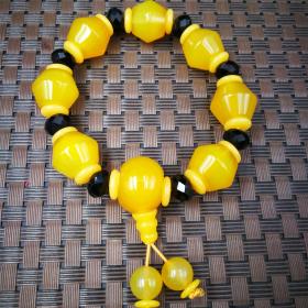 天然玛瑙黄玉髓手链三通佛头款男女款手链玉器礼物饰品特价