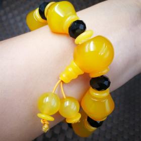 天然玛瑙黄玉髓手链三通佛头款男女款手链玉器礼物饰品特价