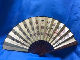 扇子（中国脸谱+书法+文祥 刻+名人 印） Fan (Chinese Facebook + Calligraphy + Wenxiang Engraving + Celebrity Print)