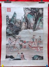 书画作品1475，名家画片，山水画-避暑山庄，镜心，画心尺寸约59*42