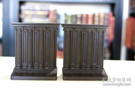 约 1920 年代 美国出品 精工铸造 书立一对  Roman Empire Columns《罗马柱》 造型恢弘典雅   品极佳 典雅的书房摆件 收藏精品