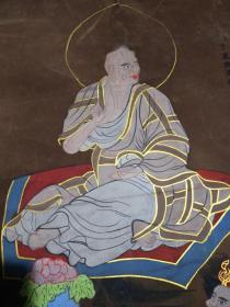 收来的罗汉牛皮画全手工绘画
