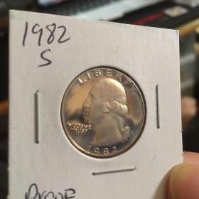 美国二十五美分硬币华盛顿quarter 1982年精制币样币旧金山铸造局铸造 1982-s