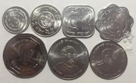 孟加拉国1派沙-5塔卡7枚一套硬币 异形币 外国钱币收藏