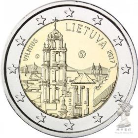 立陶宛2017年维尔纽斯文化和艺术之城2欧元双金属纪念币外国硬币