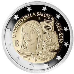 意大利2018年国家健康卫生部2欧元纪念币 外国钱币双金属硬币