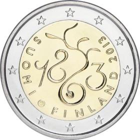 芬兰2013年议会150周年2欧元纪念币 外国钱币硬币 全新UNC