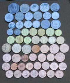 60枚六十个不同国家或地区钱币硬币直径约14-25mm左右