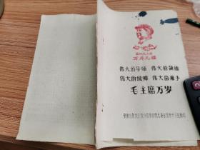 安徽省建设厅设计院第四期毛泽东思想学习班油印本，《四个伟大，毛主席万岁》油印头像，油印林彪题词